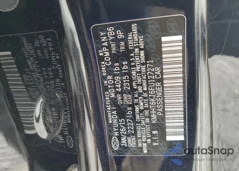 2015 Hyundai Genesis Coupe 3.8L from USA, damaged, VIN KMHHT6KJ6FU127271